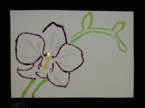 A drawing done with conductive inks