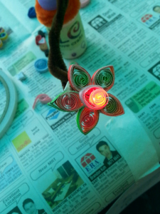 LEDs was incorporated into a quilled flower