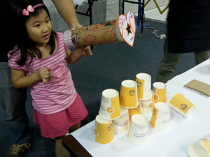 "Lets blow the cups down with my beautifully decorated vortex cannon."