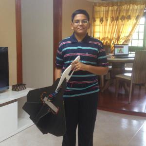 Sudharshan holding his RC Airplane